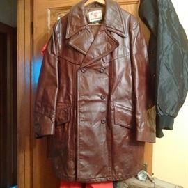 70 ish Leather car coat.  Soft leather. Used