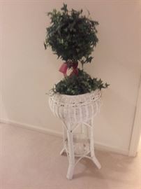 wicker plant and stand
