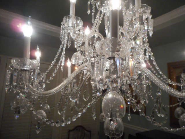 LARGE CRYSTAL CHANDELIER WITH BELLS. YOU BUY, I WILL CLEAN IT!