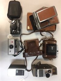 Vintage cameras from the 1960s and 1970s. 