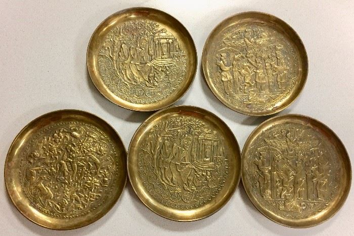 Small brass Arabic decorative plates.
