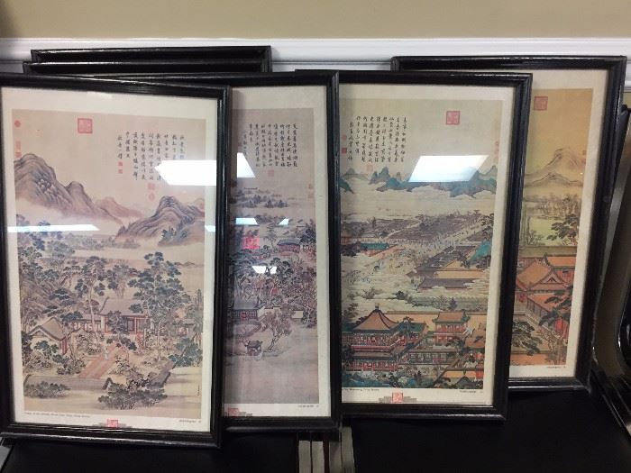 Vintage Asian artwork. 12 months of the year prints. 