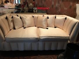 Silk fabric loveseat