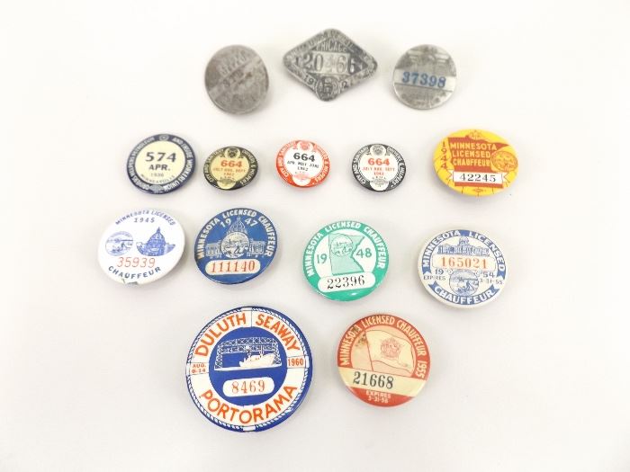 Vintage MN Licensed Chauffeur, etc. Pins/Buttons
