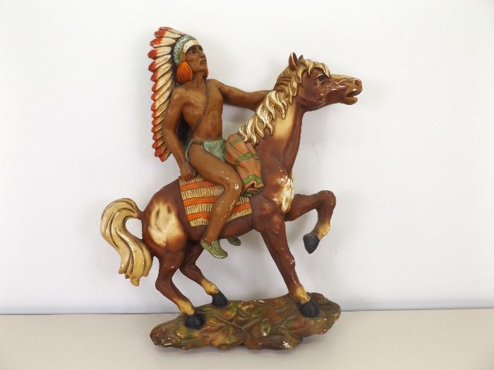 1962 Universal Statuary Corp. Wall Hanging American Indian Sculpture
