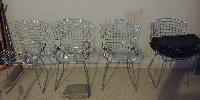Set of four mcm ..Bertoia for Knoll wire chairs ...original