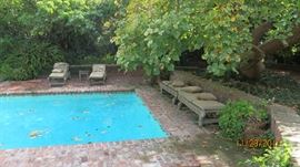 Wonderful Vintage Carved Wooden Chaise Lounges and matching table 