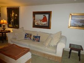 Sofa, Chair and Hassock, California Tile Top Table 