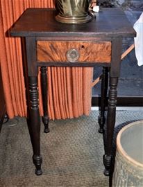 Antique table topped with Weller Lamp with 5 Nudes