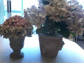  2 vases, clay artificial flowers  http://www.ctonlineauctions.com/detail.asp?id=666667