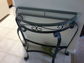 Half circle entry table, metal with glasshttp://www.ctonlineauctions.com/detail.asp?id=666665