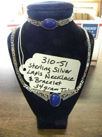 Sterling Silver & Lapis Necklace & Bracelet