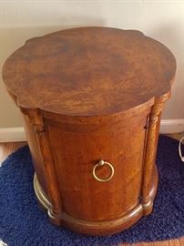 Beautiful burled walnut drum table
