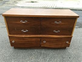 Mainline hooker Vintage 6 drawer dresser, solid wood with cedar drawer bottom right.  Also look how great of a design is on the top 4 drawers!