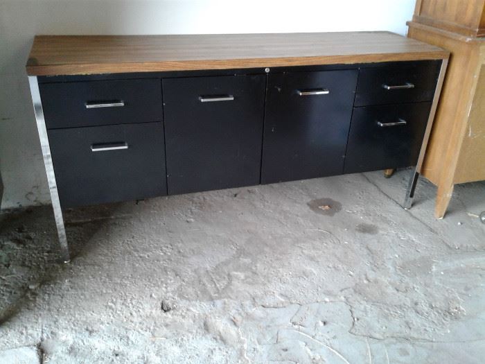 Vintage metal office credenza, would make a GREAT TV stand!  Just $25 on Saturday!