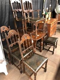 Table is gone but the 8 Antique chairs in great shape are still available!