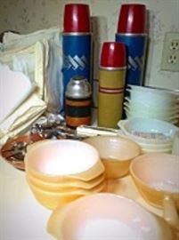  Fire King Thermos And Linens 