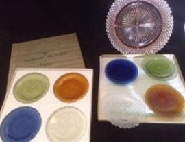 Americana Cup Plates And Depression Glass Dish 