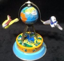 Pressed Tin Wind Up Toy Airplane 