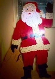 Wooden Santa Yard Art Vintage 