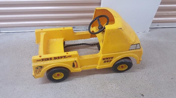 Yellow Fire Truck Pedal Car.