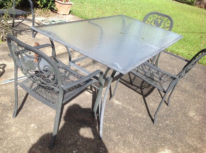 Outdoor Glass Top Table / 4 Chairs $ 120.00