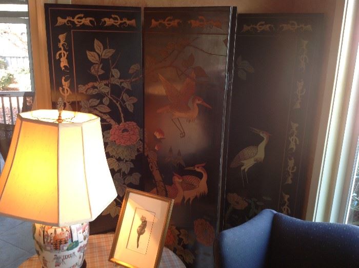 Vintage Japanese Black Lacquer / Wood Room Divider $ 180.00