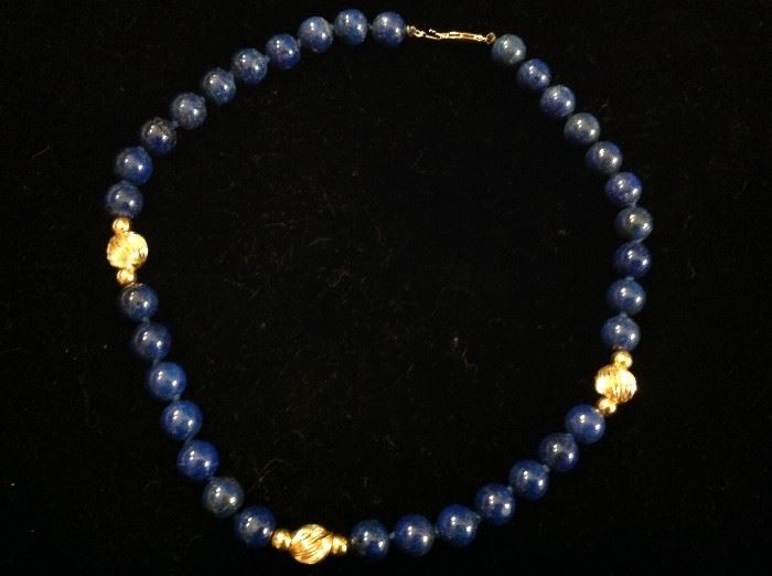 Lapis Lazuri Necklace with 14 kt gold clasp - 18" - $ 250.00