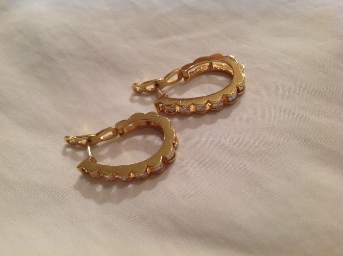 18 kt gold earrings with .5 carat (each side) total weight diamonds - $ 700.00