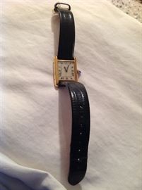 Ladies Cartier (not working)  watch with leather band and small sapphire - authentic $ 250.00