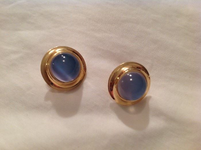 14 kt gold earrings with blue moonstones $ 130.00