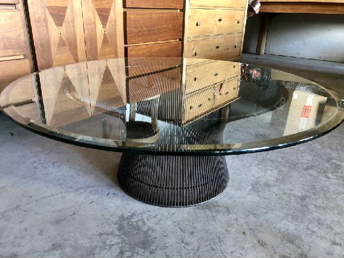 Platner Bronze Finish Steel Tube & Glass Coffee Table 