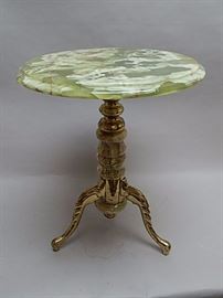 Green Onyx & Brass Side Table