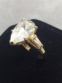 14kt Gold Pear Cut CZ Ring