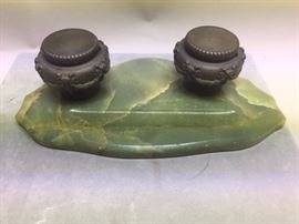 Antique Ink well with marble base