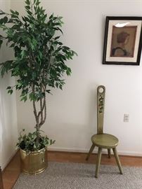 Artifical Tree, Milk Stool Seat, Framed Print