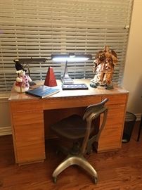 Vintage Desk Lamps, Desk & Chair