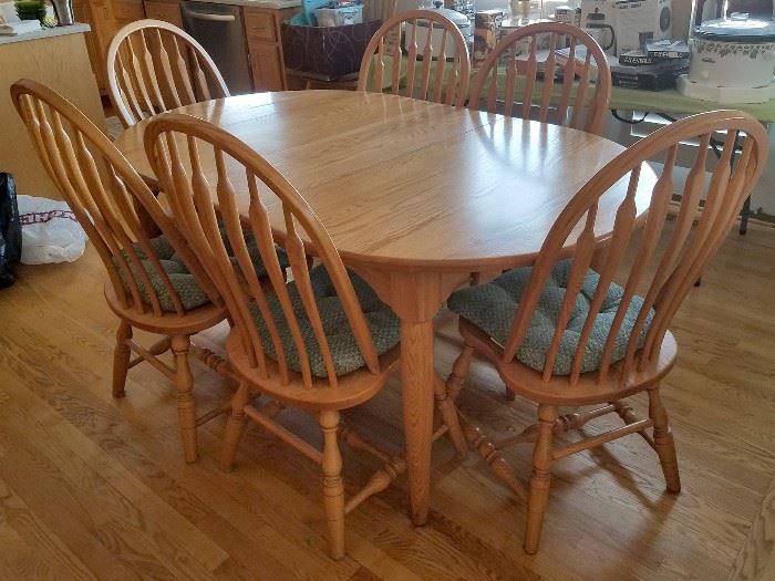 Amish wood kitchen table set with matching barstools (and 2 leafs not pictured!)