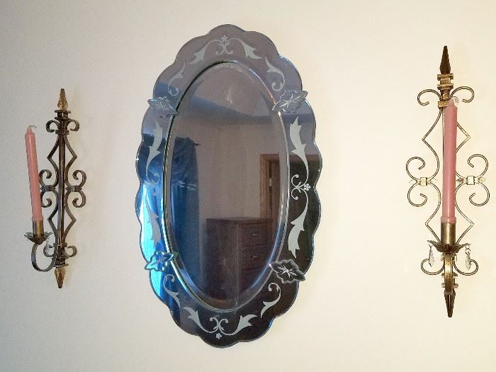 Vintage mirror and sconces