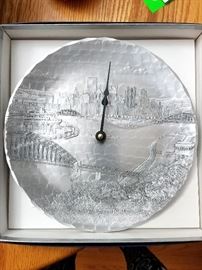 Etched aluminum clock