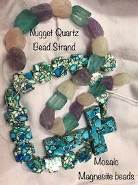 Nugget quartz bead Strand and Mosiac Magnesite bead strand