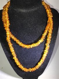 36” amber chip necklace 