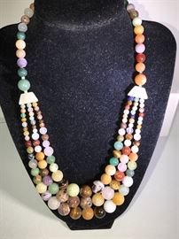 Multi-strand gemstone beaded necklace  (20”)