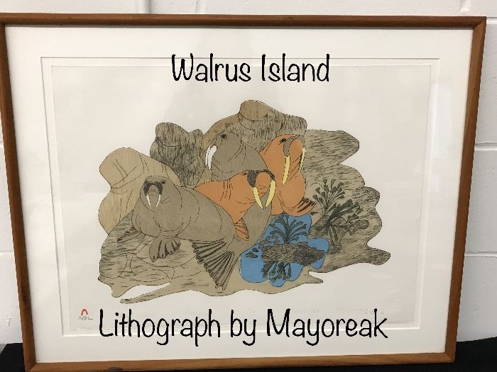 Lithograph by Mayoreak entitled, “Walrus Island”
