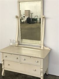 Antique painted dresser with mirror 