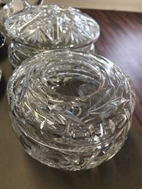 Antique cut glass vanity dishes