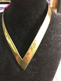 Brass "V" shaped collar necklace 