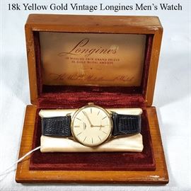 Clock Watches 18k Gold Longines Mens Watch With Case