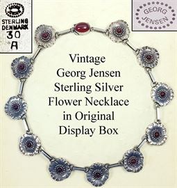 Jewelry Georg Jensen Sterling Poppy Flower Necklace With Oringinal Box