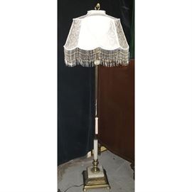 Lighting Floor Lamp Beaded Trim Silk Shade